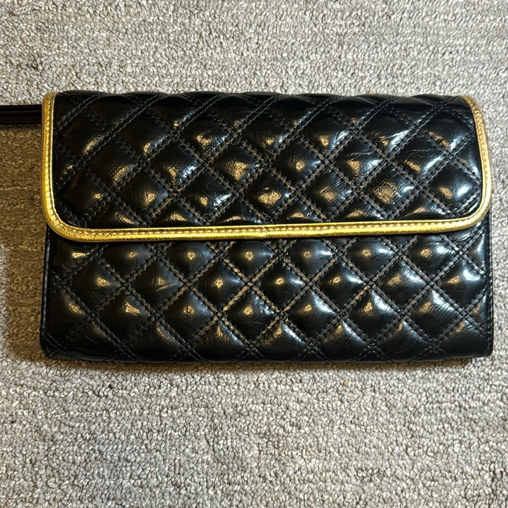 Aldo large black quilted clutch